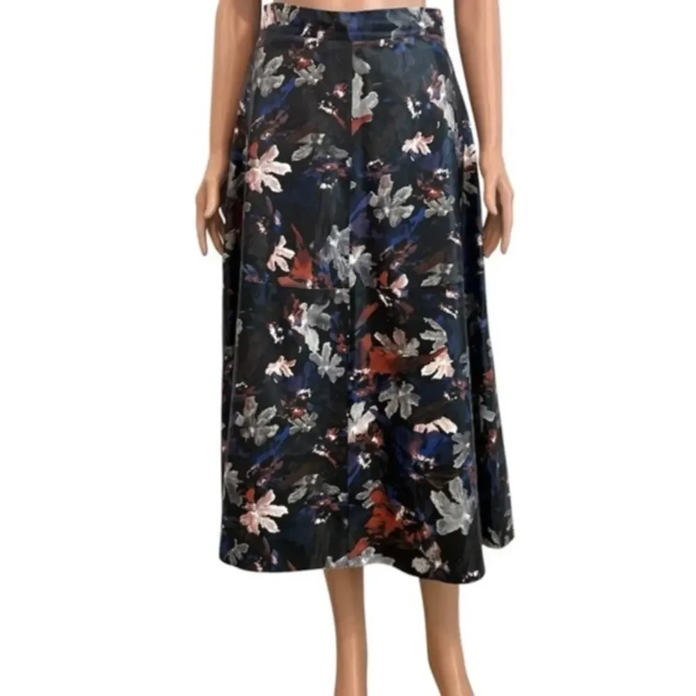 Shelanna juniors large floral faux leather a line midi skirt SK 3525